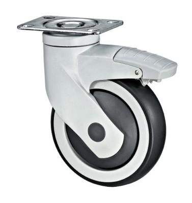 China Full Plastic Bracket Medical Caster Wheels With Brakes Swivel Plate Fitting for sale