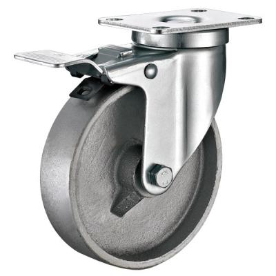 China 5 Inch Industrial Caster Wheels Heavy Duty With Swivel and Total Lock Brake for sale