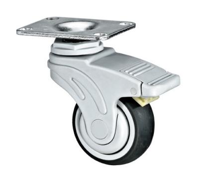 China Duoble Brakes Medical Caster Wheels With Plastic Bracket 3 Inch Plate for sale