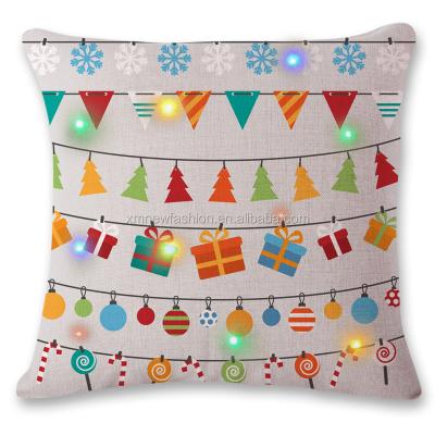 China Christmas Anti-Decubitus Led Pillow Case Cushion Cover Cotton Linen Pillow For Sofa Home Decor for sale