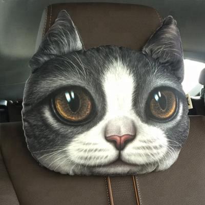 China Cute Plush Cat Head Shape Pillow Car Sofa Chair Back Cushion, Cat Face Decorative Pillowcase Gift from 3D NECK for sale