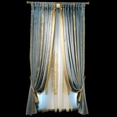 China Shading Pilou Embroidery Shade Finish Luxury Simple Modern Curtains for sale