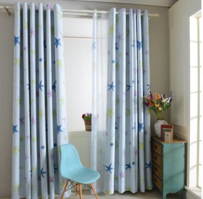 China blackout blue sea cartoon black curtain for kids for sale