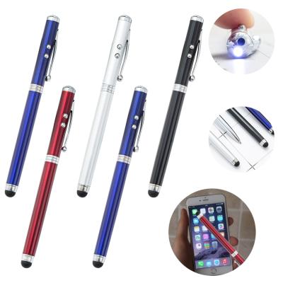 China Promotional Pen Multi Function 4 in 1 Stylus Pen with LED Light as Promotional Gift UV Led Medical Pen Light Soft Touch for sale