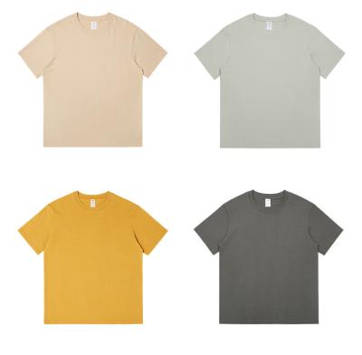 China QUICK DRY Pure Color Custom Logo Men's T-shirts Cotton Blank Drop Shoulder Short-Sleeve T-Shirt for sale