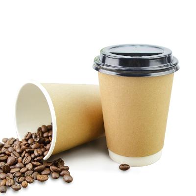 China Disposable Biodegradable Custom Double Wall Paper Cup With Printing Reusable Kraft Paper Coffee Cup for sale