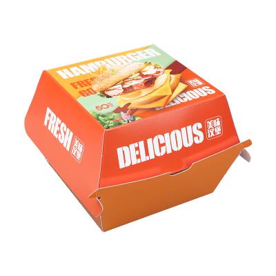 China Mini Paper Food Grade Packing Disposable Hamburger Box Food Box Disposable Paper for sale