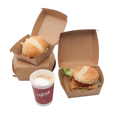 China Disposable Food Grade Cardboard Box Custom Corrugated Kraft Paper Hamburger Box for sale