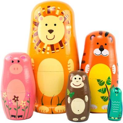 China Toy Gift Ornament of Toy Wooden Matryoshka Cartoon Cute Angel Pattern Russian Matryoshka Children electronic animal for sale