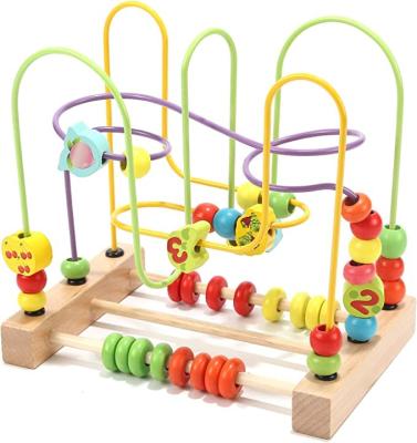 China Toy Toddlers Wooden Colorful Abacus Electronic Roller Coaster Educational Circle Toys For Babies Bead Maze Activity Cube Sensory Toys For Kid for sale