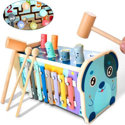 China Electronic Number Sorter Puzzle Toy Educational Pegs Pound Maze Musical Toy with Xylophone,Hammers,Mallets.Wooden Hammering Grinding Toy for sale