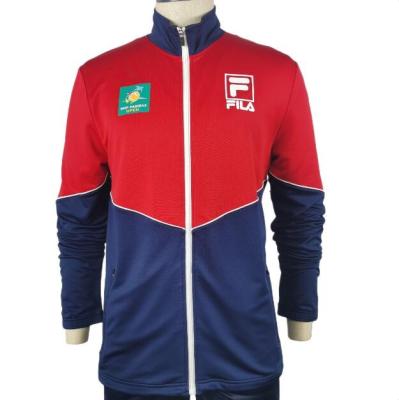 China Breathable Contrast Color AM-005 Polyester Tracksuit Men's Sports Suit Long Wear Running Training Zipper Jacket for sale