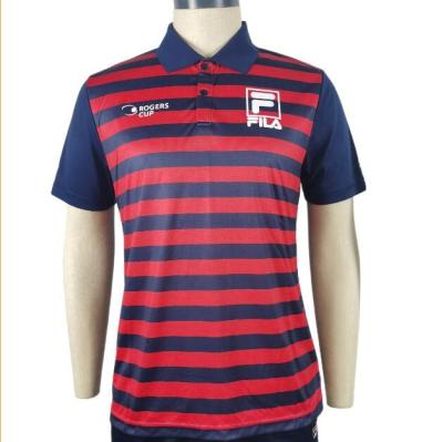 China AM-009 Transfer Logo Striped Custom Men's Sportstyle Running T-shirt 100% Polyester Polo Shirts QUICK DRY for sale