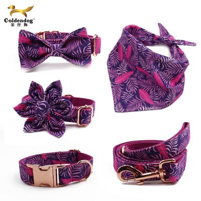 China Custom LOW MOQ Popular Custom Design Pet Collar And Leash Dog Bow Tie Bandana Set for sale