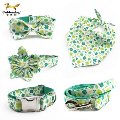 China Newest Personalized Personalized With Flower Bowtie Dog And Bandana Set Pet Collar Leash Supplies Dog for sale