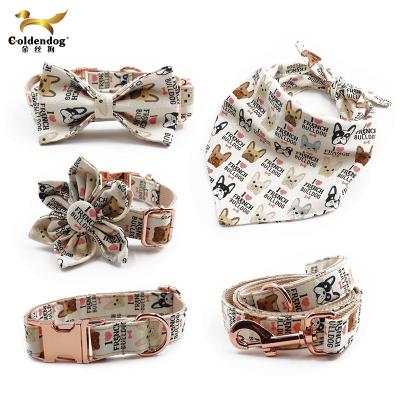 China Personalized China Factory Pet Supplies Printed Bandana Bow Tie Dog Collars And Leashes Custom for sale