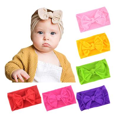 China Hair Accessories Bow Turban Soft Stretchy Nylon Headband Knotted Hair Band Baby Headbands For Babies for sale