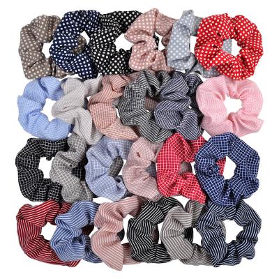 China Japan and Korean style wholesale customize girl hair tie scrunchies lace available women luxury plain pastel artificial silk for sale