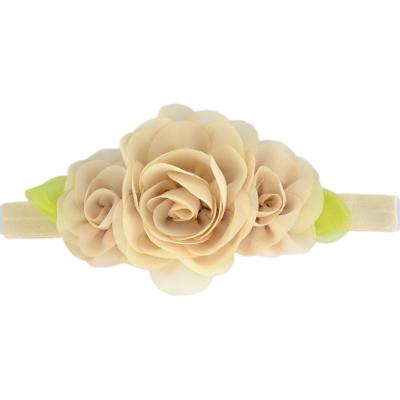 China Soft Hot Selling Three Chiffon Big Flower Combo Elastic Headband For Kids Headwear Hair Accessories for sale