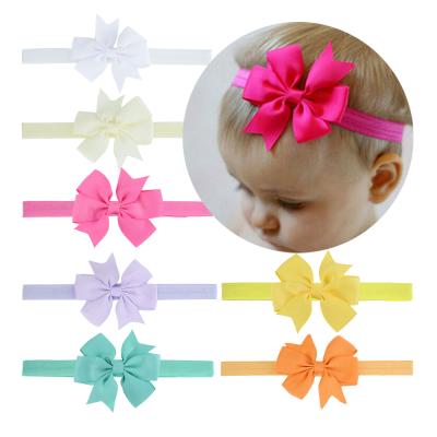 China Newest Hot 8cm V Dovetail Bow Ribbed Headband For Hair Accessories Kids Headdress for sale