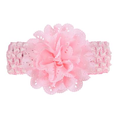 China Hot Wholesale Mesh Big Flower Baby Elastic Headband Headwear Fashion Hair Knitting Band For Kids Hair for sale