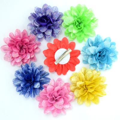 China 8cm New Hot Hand Printed Dotted Flower Hair Clips Fabric Hair Clips Flower Hair Accessories Dotted Hairpin For Women for sale