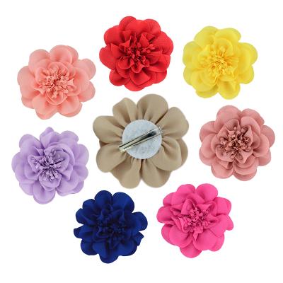 China 10cm Soft Chiffon Flower With Stamen Flower Hairpin For Kids Baby for sale