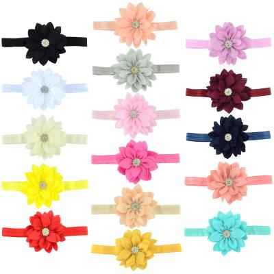 China Hot Single Layer 9cm Pointed Headband Lotus Flower With Acrylic Drill Sheet Cloth For Kids Headwear Hair Accessories for sale