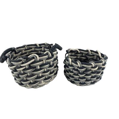 China Various Sustainable Natural Round Cotton Rope And Jute Rope Woven Storage Basket for sale