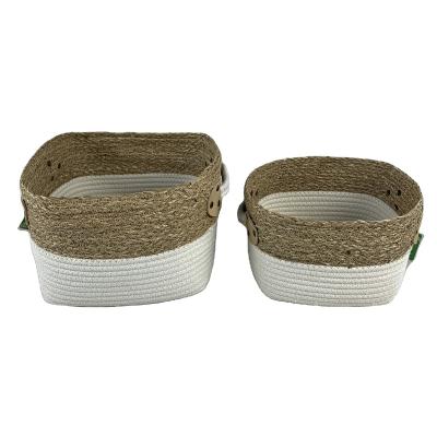 China Sustainable Factory Direct Storage Multi-Compartment Woven Basket With Handle for sale