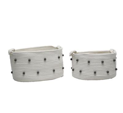 China 2022 Eco Friendly Sustainable Storage Basket Cotton Rope Baskets With Handles With Different Designs for sale