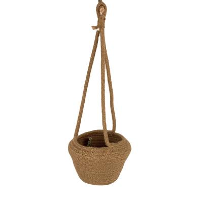 China Jute Rope Planter Hanging Basket Around Plant Stand Decor Flowerpot for sale