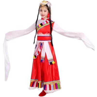 China Lunaric Zang Tibetan Nationality Children's Clothing Sets Traditional Chinese Ethnic Girls' Dress Child Minority Costumes for sale