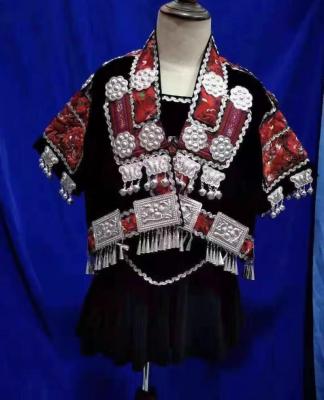 China Traditional Embroidered Miao Silver Ethnic Girl Stage Dress Lunaric Miao Hmong Children Clothing Sets Custom Clothing for sale