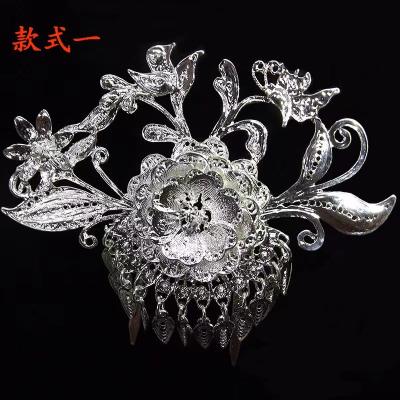 China Lunaric Miao Hmong Jewelry Miao Ethnic Headwear Alloy Plated Silver Hairpin Style Ornaments Ethnic Headwear for sale