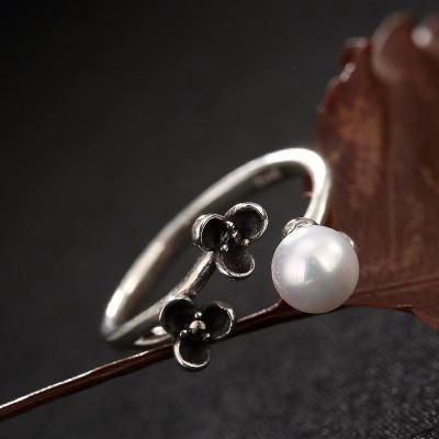 China Wholesale Trendy Lunaric S925 Ring Women Girl Sterling Silver Fashion Charms Jewelry Pearl Ring for sale