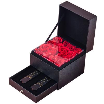 China Reused Materials Rose Flower Gift Box Jewelry Valentines Day Christmas Gifts Birthday Mother Girlfriend Wedding Party Box Packaging Box for sale