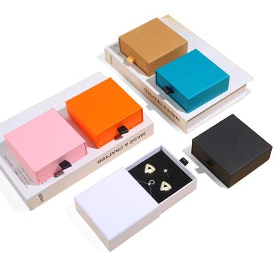 China Recycled Custom Materials Individual Cardboard Small Drawer Square Logo Jewelry Packaging Necklace Gift Box for sale