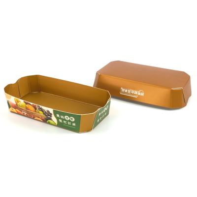 China Recyclable Custom Brown Kraft Paper Fruit Vegetable Food Tray Gift Craft Paper Storage Box for sale