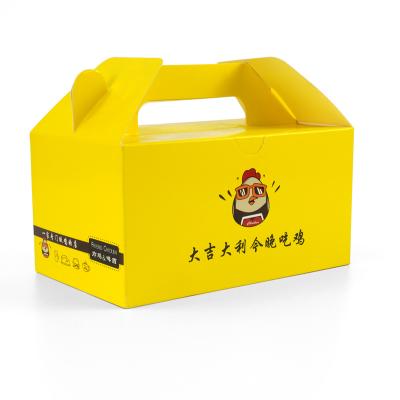 China Eco Custom Disposable Biodegradable Cardboard Recyclable Food Packaging Paper Fast Food Packaging Box With Handle for sale