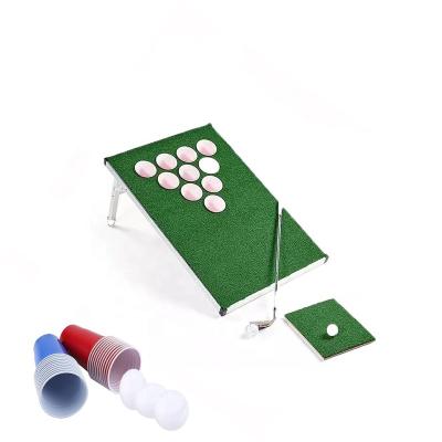 China Party Golf Game Indoor Outdoor Cornhole Game With Chipping Mat Beer Pong Golf Set for sale