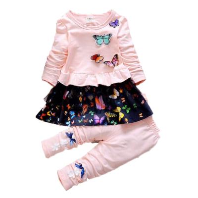 China Spring Breathable Autumn Infant Little Baby Girls Clothing Set 2 Pieces Set Long Sleeve T-Shirt And Skirt Pants For Kids for sale