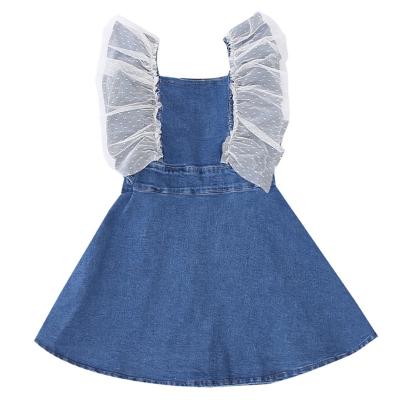 China Child Summer Lace Dress Children Clothing Girls Dress Dress Ruffle Casual Blue Lace Baby Viable Custom OEM for sale