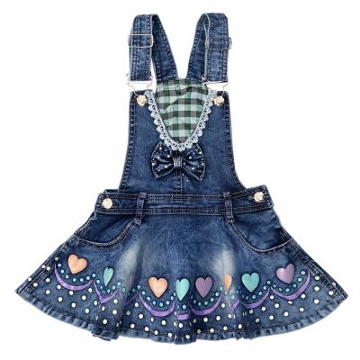 China Princess Heart Denim Dress Baby Girl's Anti-Shrink Rompers Summer Dress for sale