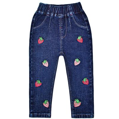 China Windproof Pants Autumn Kids Clothes Baby Toddler Girls Flared Pants Embroidered Strawberry Spring and Autumn Children Bottoms for sale