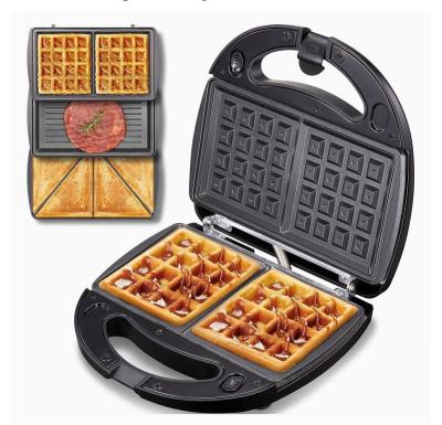 China Hotel Professional Multifunction 3 In 1 Breakfast Sandwich Waffle Makers for sale