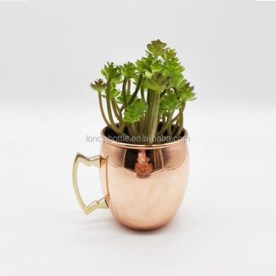 China Custom Disposable Single Wall Moscow Mule Mug Moscow Mule Cup Solid Copper 2oz Solid Copper Cups With Handle for sale