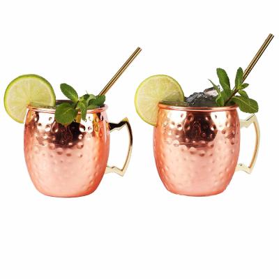 China Sustainable Moscow Mule Hammered Copper Mugs - 400ml / 550ml Copper Drinking Mug No Inner Lining for sale