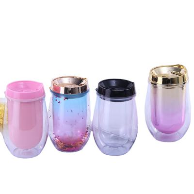 China 10oz Double Wall Sustainable Plastic Acrylic Tumbler With Straw Plastic Water Cup for sale