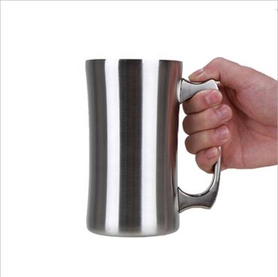 China Sustainable Stainless Steel Barrel Mug , Beer Mug With Lid 16oz Double Wall 18/8 Stainless Steel Beer Mug for sale